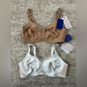 Bundle: Honeylove Tan and White Wireless Mesh Detail Bras Size Medium